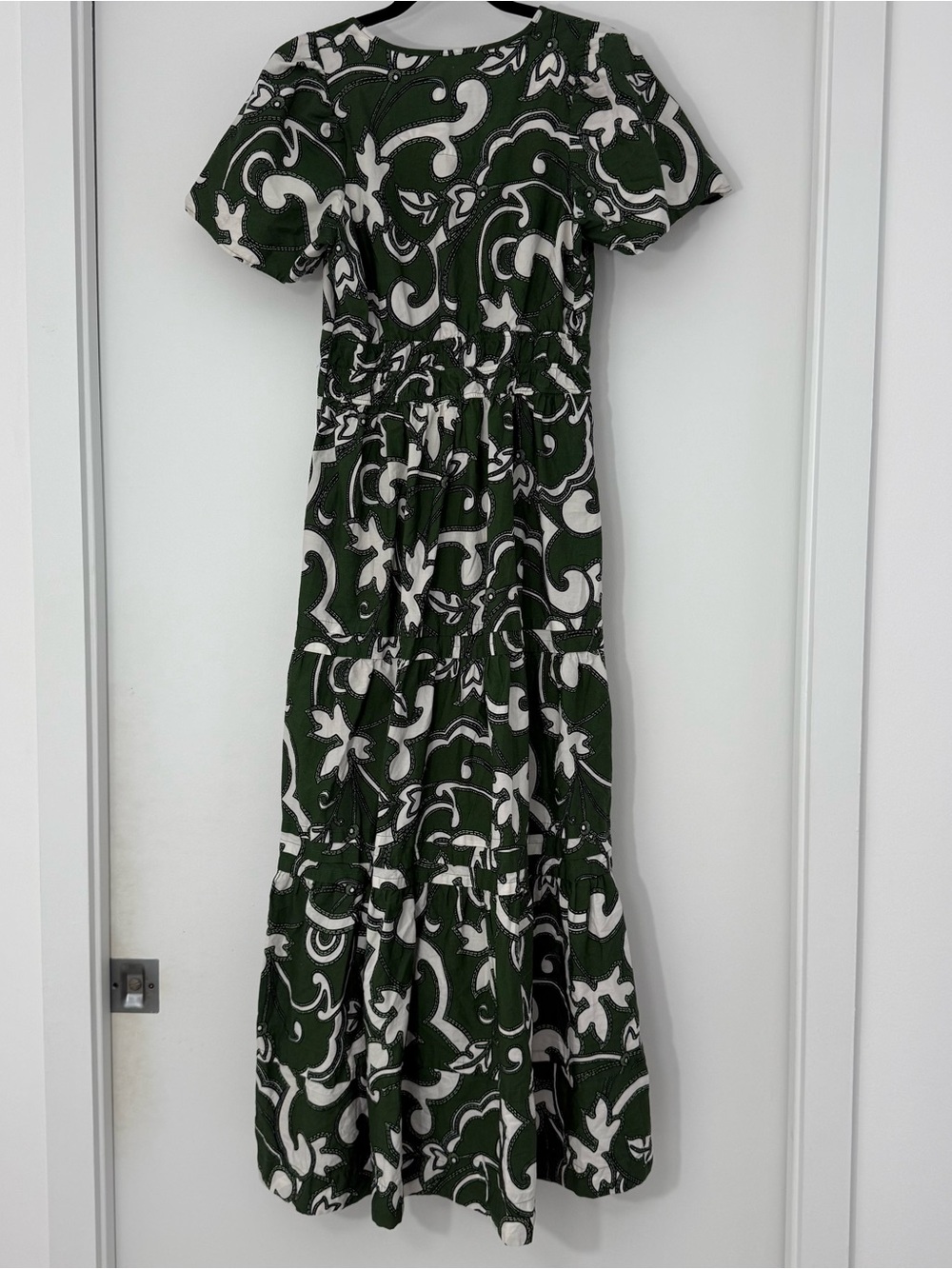 Anthropologie The Somerset Maxi Dress Puff Sleeve Green Novelty Print Small - Picture 11 of 14